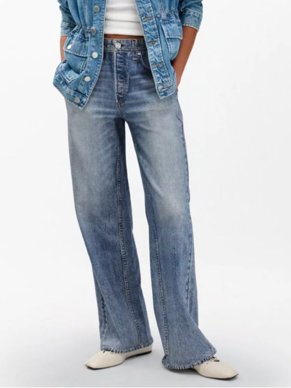 rag & bone Miramar Wide Leg Cotton Terry Sweatpant Jeans